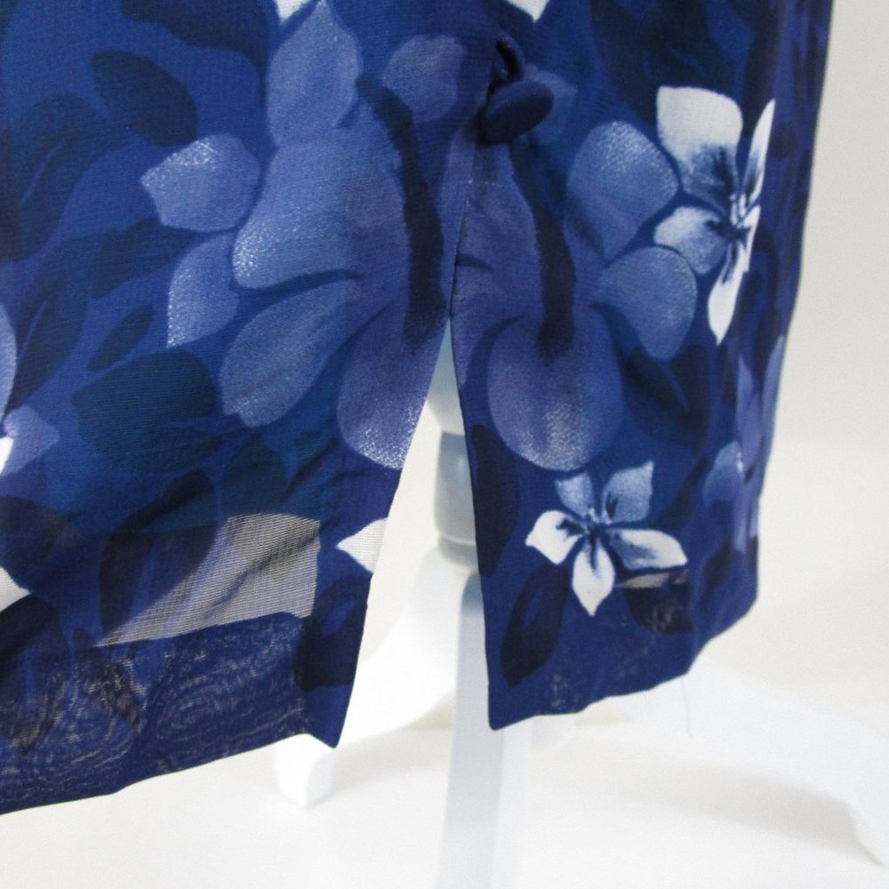 SOLDVintage Maggy London Blue Tropical Floral Dress 4 - Picture 7 of 13